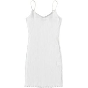 SHEIN White Lace Trim Ribbed Mini Slip Dress M